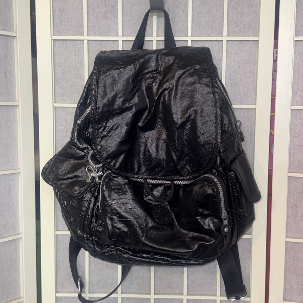 Kipling City Pack Medium Backpack Monkey Carry On Tote Crinkle Black Travel Bag